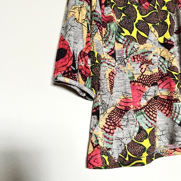 Anthropologie Cap Juluca Aldo Martins Artsy Floral Print Fringe V-neck Tee US 6 - Picture 5 of 10